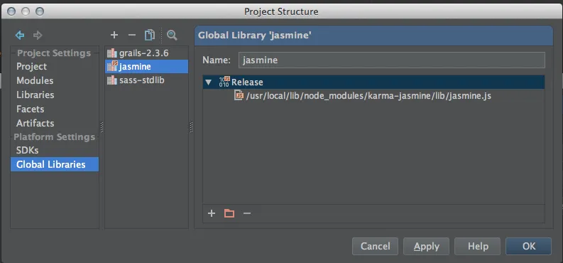 IntelliJ 13 Global Library Jasmine configuration