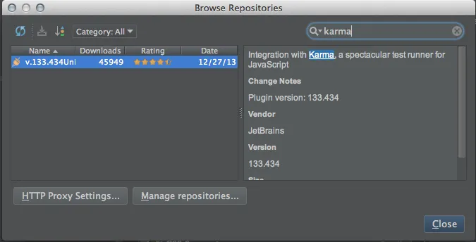 IntelliJ 13 install Karma plugin