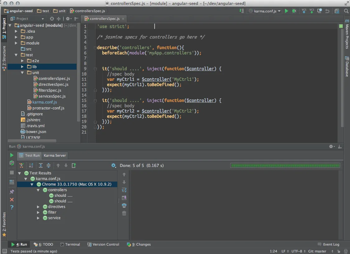 IntelliJ 13 running Karma Jasmine tests