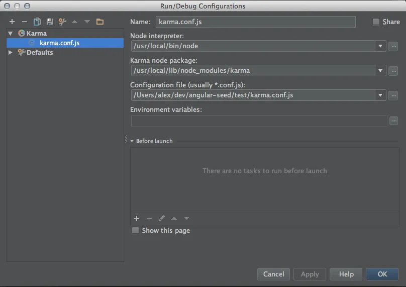 IntelliJ Configure run configufation
